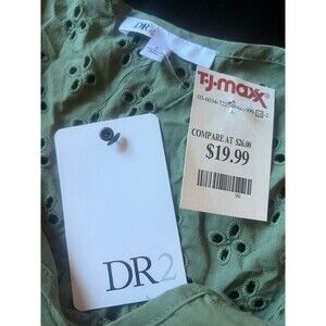 DR2 GREEN BLOUSE TOP FLOWER WOMEN'S FLORAL BRAND NEW WITH TAGS FREE SHIP EYELET